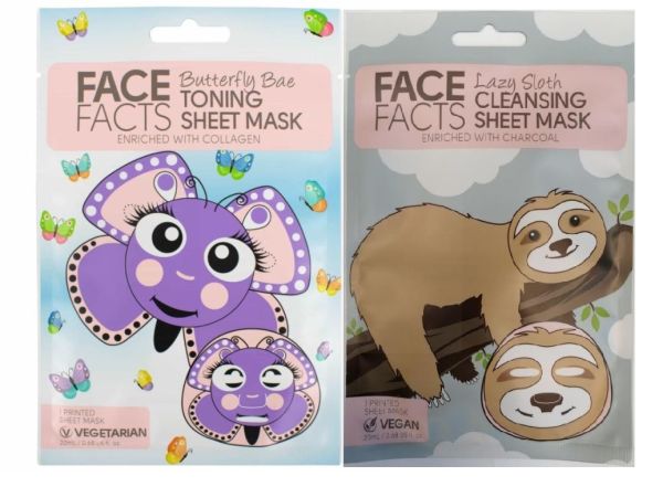 Face Facts Printed Sheet Mask - Lazy Sloth & Butterfly Bae - 20ml