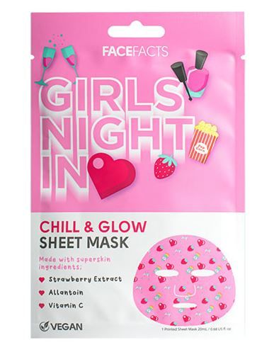 Face Facts Girls Night In Printed Sheet Mask - Chill & Glow - Vegan - 20ml