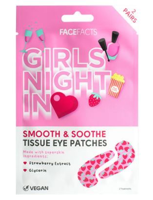 Face Facts Girls Night In Printed Tissue Eye Patches - Smooth & Soothe - Vegan - Pack of 2 Pairs