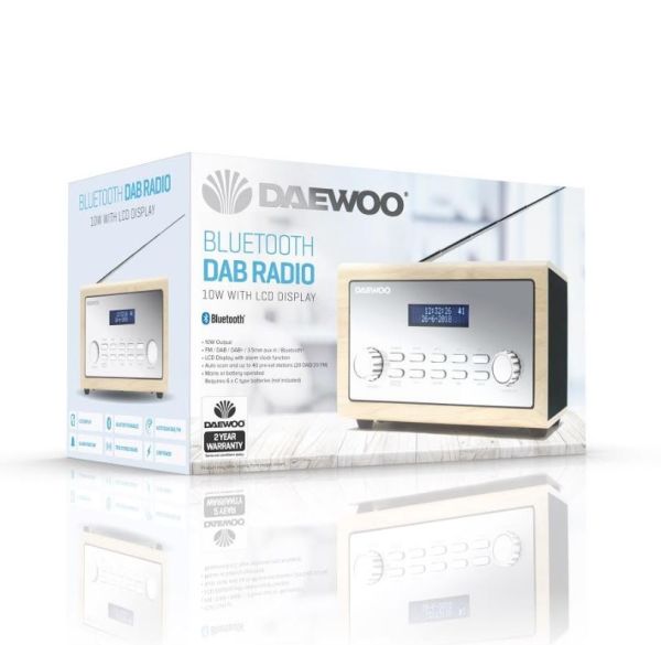 Daewoo Bluetooth DAB Radio with LCD Display & 2 Years Warranty - 32.5 x 17.5 x 18.5cm