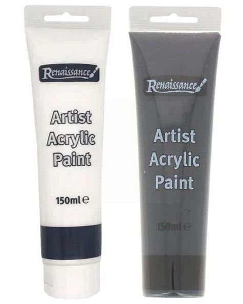 Renaissance Artist Acrylic Paint - Black & White - 150ml