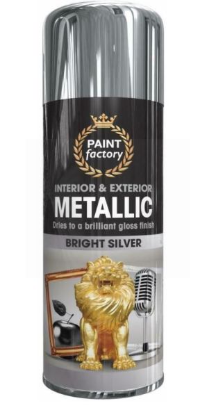 Rapide Paint Factory Interior & Exterior Metallic Spray - Bright Silver - 400ml