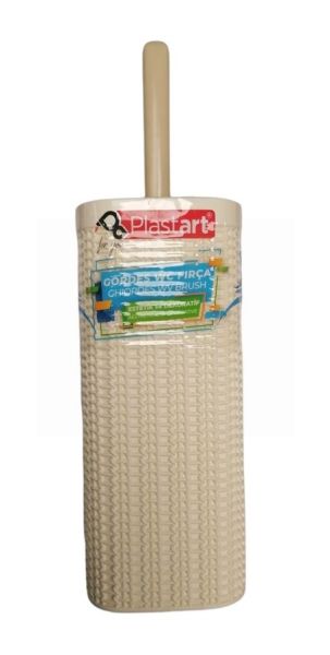 Plastart Rattan High Quality WC Toilet Brush with Box - 25cm - Colours May Vary