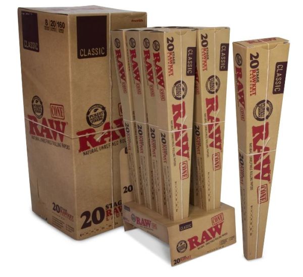 Classic Raw Cone - 20 Stage Rawket Launcher - Pack of 8
