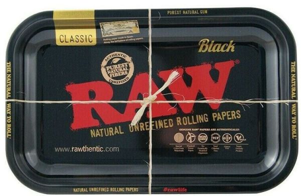 Small Raw Black Classic Authentic Rolling Tray - 17.5Cm X 27.5Cm