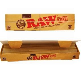 Raw Classic Natural Unrefined Rolling Papers Cones - Kingsize - Pack Of 32