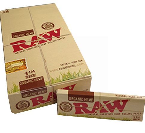 Raw Organic Hemp Natural Unrefined Hemp Rolling Papers - 1 1/4 Size - Pack Of 24