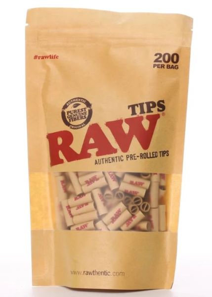Raw Authentic Pre-Rolled Filter Tips - Pack of 200