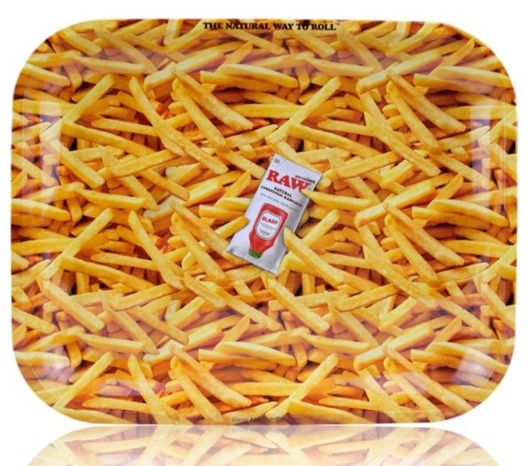 Small Raw French Fries Metal Classic Authentic Rolling Tray - 17.5Cm X 27.5Cm