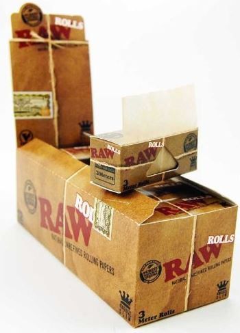 Classic Raw Natural Unrefined Rolling Paper Rolls - King Size - Natural Hemp Gum - Box Of 12 Rolls