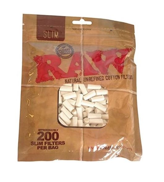 Raw Natural Unrefined Cotton Filters - Slim - Pack of 200
