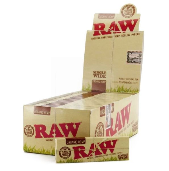 Raw Organic Hemp Natural Unrefined Hemp Rolling Papers - Single Wide - Pack Of 50