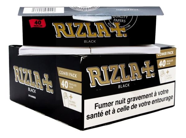 Rizla Black Smoking Rolling Papers + Tips - Combi Pack - Pack of 24 Booklets