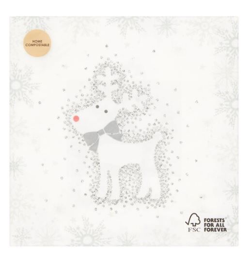 Tesco Home Compostable Reindeer Napkins - 3 Ply - Pack of 20