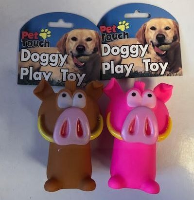 Pet Touch - Squeaky Doggy Play Toy Wild Boar - Colours Vary