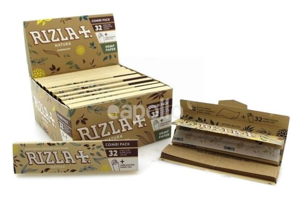 Rizla 32 Combi Pack Natura Cigarette Hemp Paper - Super Slim - Box Of 24 Booklets