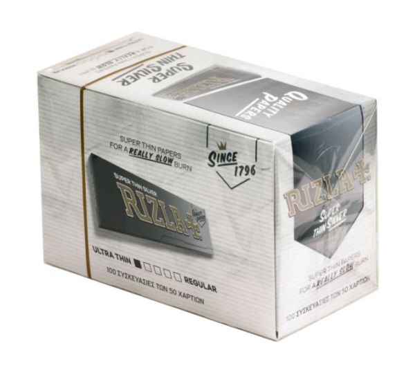 Rizla Super Thin Cigarette Paper Regular - Silver - Box Of 100 Booklets