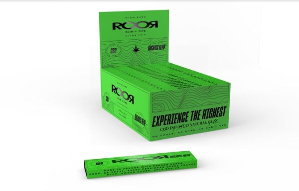 ROOR CBD Slow Burn Ultra Thin Organic Hemp Rolling Papers + Tips - Slim - Pack of 32 