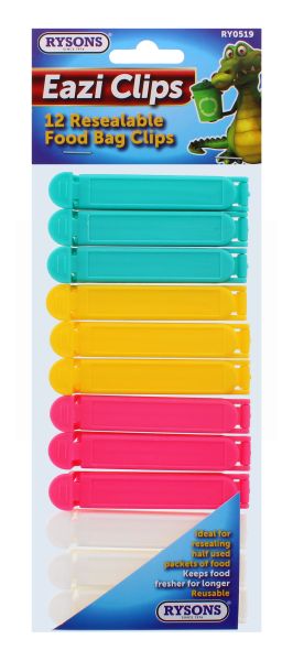 RYSONS 12 RESEALABLE FOOD BAG CLIPS