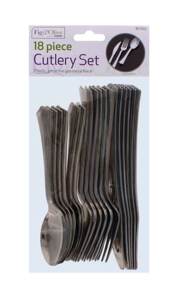 FIG & OLIVE METALLIC CUTLERY SET 18 PC
