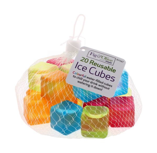 FIG & OLIVE REUSABLE ICE CUBES WITH MESH BAG 20 PACK