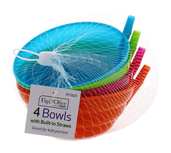 FIG & OLIVE BOWL WITH STRAW 4 PC