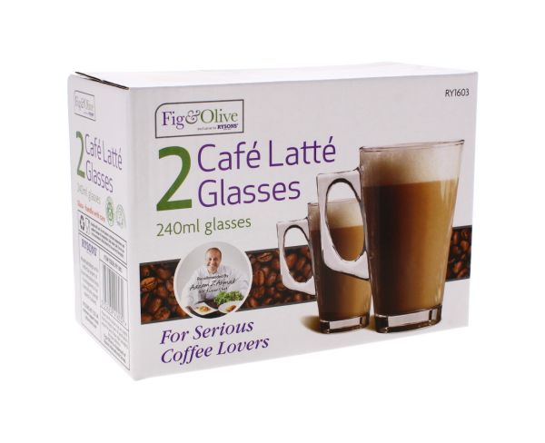 FIG & OLIVE CAFÉ LATTE GLASSES 240ML 2 PACK