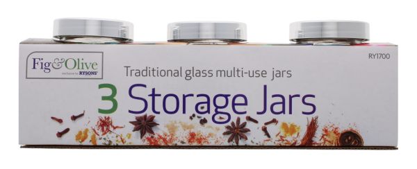 FIG & OLIVE GLASS STORAGE JARS 3 PACK