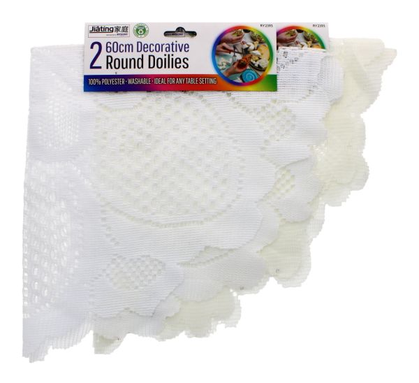 JIATING 60CM DECORATIVE ROUND DOILIES 2 PACK