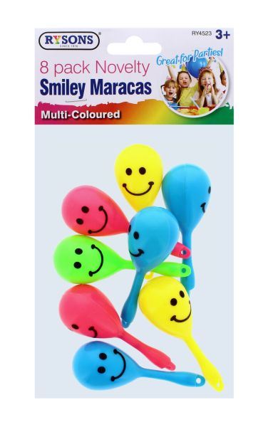RYSONS NOVELTY SMILEY MARACAS 8 PACK