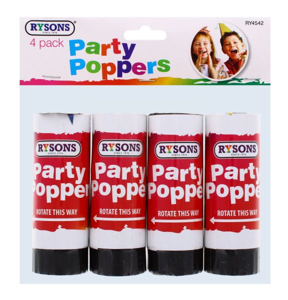 RYSONS PARTY POPPERS 4 PACK