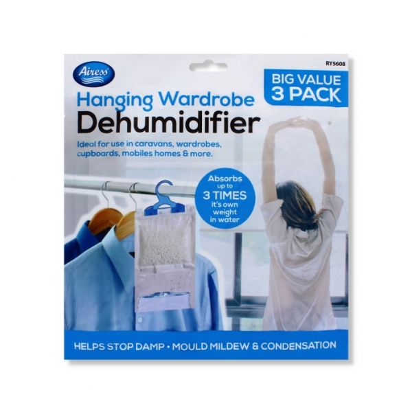 AIRESS HANGING WARDROBE DEHUMIDIFIER - PACK OF 3