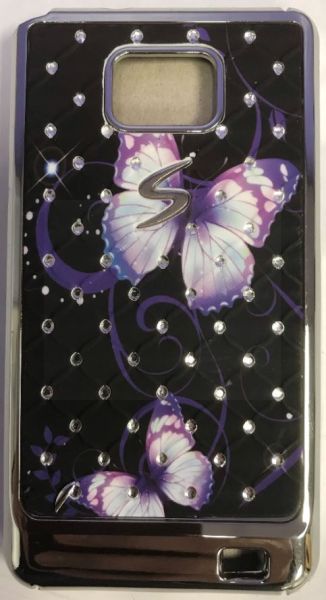 Samsung Galaxy S2 (i9100) Diamond Purple Butterfly Hard Back Case
