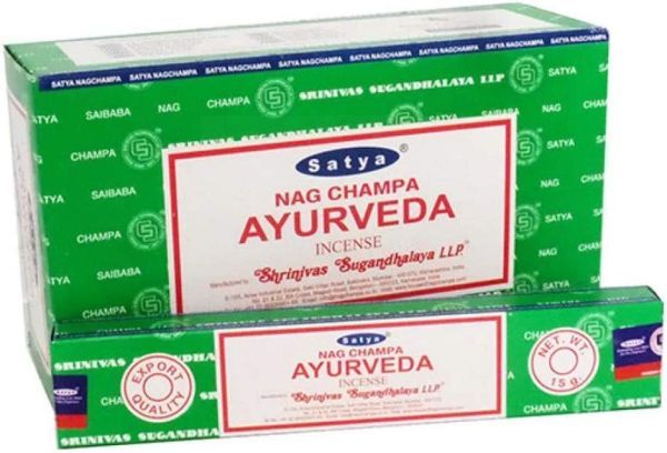 Satya Nag Champa Incense Sticks - Ayurveda - 15 grams - Pack of 12 