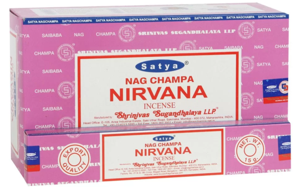 Satya Nag Champa Incense Sticks - Nirvana - 15 grams - Pack of 12 
