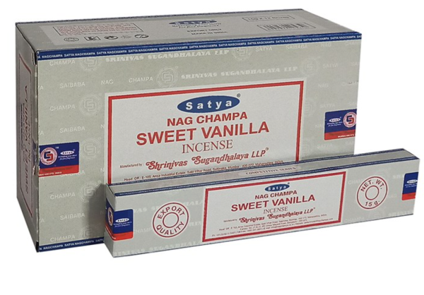 Satya Nag Champa Incense Sticks - Sweet Vanilla - 15 grams - Pack of 12 