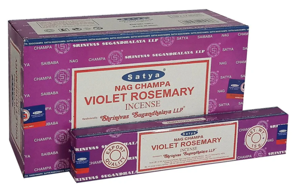 Satya Nag Champa Incense Sticks - Violet Rosemary - 15 grams - Pack of 12 