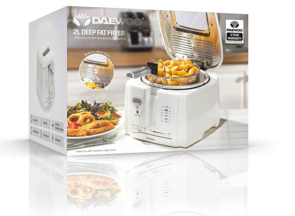 Daewoo 2L Deep Fat Fryer with Adjustable Temperature Control + 3 Years Warranty - 33.5 x 24.5 x 30cm
