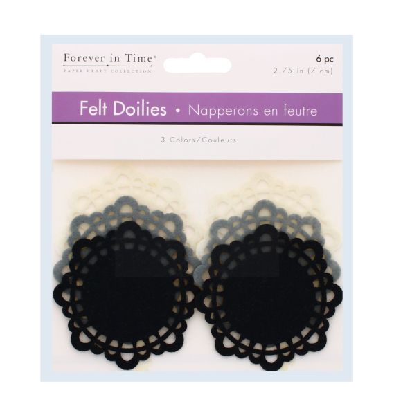 FELT DOILIES CLASSIC 3 COLOURS 6 PC