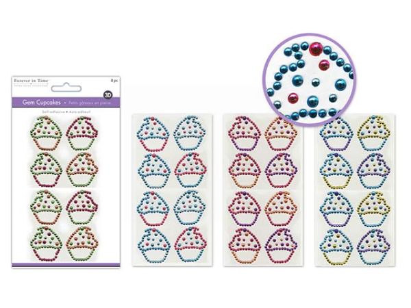 GEM CUPCAKE STICKERS 3D 8PC