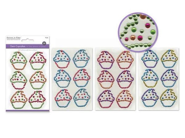 3D GEM CUPCAKE STICKERS 6PC