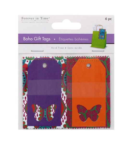 BOHO GIFT TAGS BUTTERFLY 6 PACK