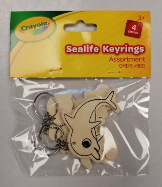Crayola Wooden Keyrings - Sea Life - Assorted Shapes - Pack of 4
