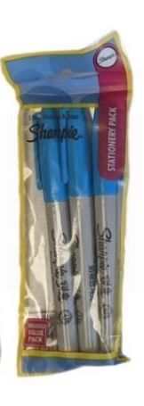 Sharpie Permanent Marker - Stationery Set - Light Blue - Pack of 3