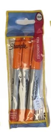 Sharpie Permanent Marker - Stationery Set - Orange - Pack of 3