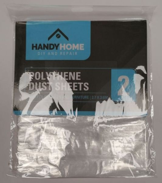 Handy Home Polythene Dust Sheets - 2.7 x 3.6m - Pack of 2