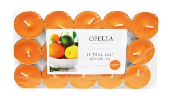 Opella Fragranced/Scented Tea Lights / Candles - Sicillian Citrus - Pack Of 15