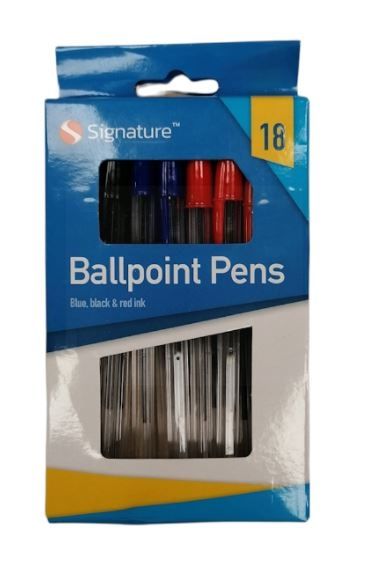 Signature Ball Point Pens - Assorted Colours - Pack of 18