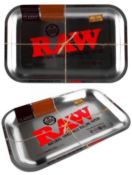 Small Raw Silver Metal Classic Authentic Rolling Tray - 17.5Cm X 27.5Cm