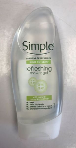 Simple Refreshing Shower Gel with Natural Cucumber Extract - 250ml 